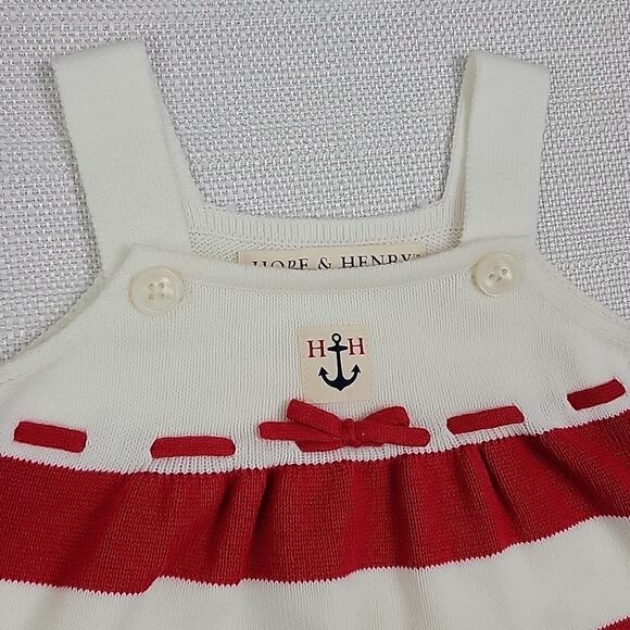 Hope & Henry Nautical Stripes July 4th Knit Tank Bubble Romper 3-6M - Picture 2 of 12